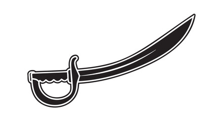 Silhouette of a pirate sword, a curved blade with a protective hilt, symbolizing adventure and historical combat