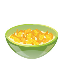 A Light Green Bowl Filled with Golden Corn Flakes and Milk A Healthy Breakfast Option Isolated on Transparent Background