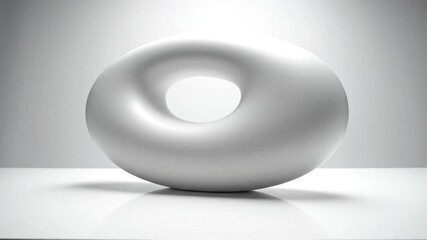 White Abstract Geometric Object Rotating Minimalist Studio Shot - Powered by Adobe