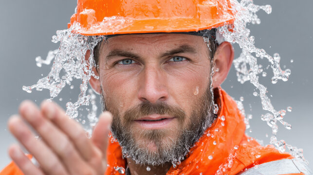 Factory Hazard Assessment, A worker suffers an injury after being splashed with a hot chemical liquid, highlighting workplace safety hazards and risk management. - Powered by Adobe