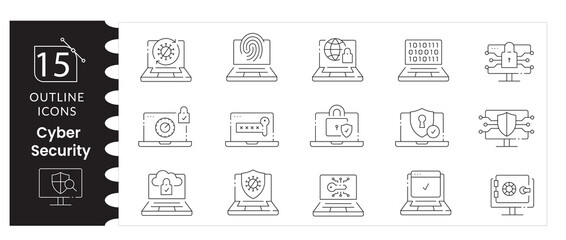 Cyber Security Icon Set , Shield, Lock, Password and Data Protection Vectors, Digital Safety, Privacy Icons, Network, Firewall, Encryption Symbols, Cyber Defense Illustration Pack,
