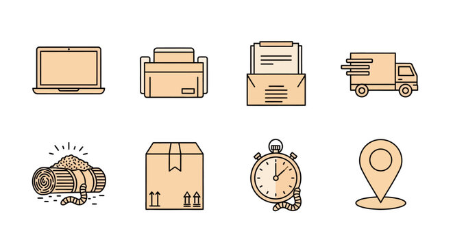 Logistic and delivery icons in minimal linear style for e-commerce and shipping