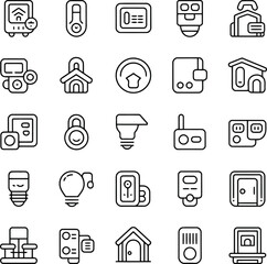 Set of Smart Home and Technology Icons Keywords: smart home, technology, device, automation, control, security, connectivity, internet of things