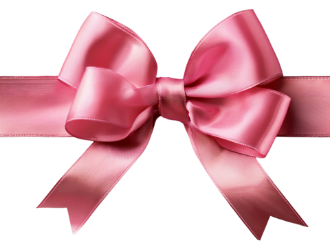 pink gift bow and ribbon for present wrapping. Isolated on transparent background