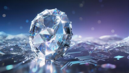 Abstract Crystal Sphere on Circuit Board - Futuristic Technology Concept.