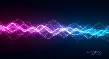 Vibrant abstract sound wave energy flowing through darkness
