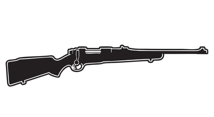 A classic bolt-action rifle illustrated as a black silhouette. This vintage firearm graphic is a symbol of hunting, history, and marksmanship