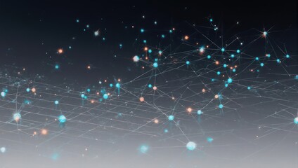 Abstract Network of Connected Nodes with Glowing Lights.