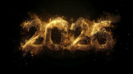 Cosmic Arrival: "2026" Swirling in a Cloud of Golden Particle Dust