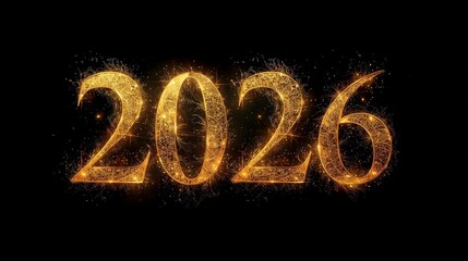 Gilded Countdown: Sparkling "2026" Illuminated in Festive Gold