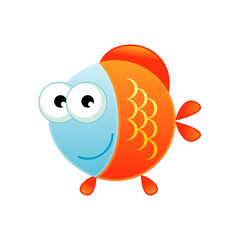 Adorable cartoon fish illustration with big eyes and a friendly smile, a vibrant aquatic mascot