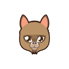 Cute cartoon llama or alpaca head vector illustration with big eyes on a white background