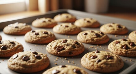 Baking chocolate chip cookies at home in a cozy kitchen setting with fresh ingredients and warm vibes