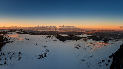view of the High Tatras and Krivan in winter from the Smreciny hill