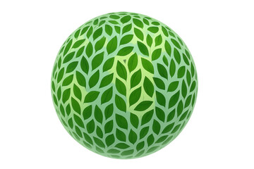 Obraz premium Green leaves sphere creating an ecological earth globe concept with a nature pattern, transparent background