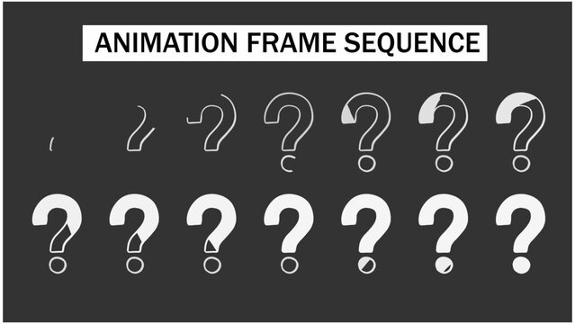 White Question Mark Reveal Animation Frame Sequence. 2D Forming and Filling Doubt Symbol Element. Simple Query and Problem Concept Motion Graphic.