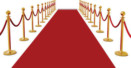 luxury red carpet entrance with golden stanchions and velvet ropes creating glamorous celebrity walkway scene in elegant event ceremony vector illustration