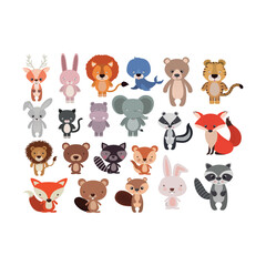 A delightful collection of cute cartoon woodland and jungle animal characters