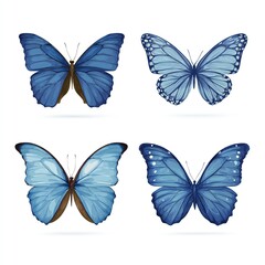 Obraz premium Blue Butterflies Set - Insect Wings 
