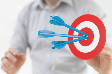 Arrows accurately hitting the target, symbolizing achieving goals, success, and strategic planning...