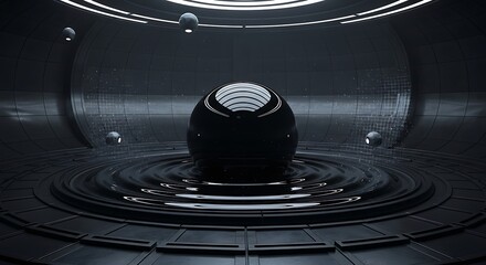 Mysterious dark object with intricate patterns inside a glass dome