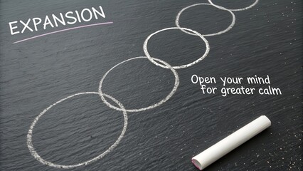 Progressive circles drawn with chalk on a blackboard represent growth and future vision