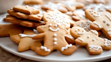 Festive decorated gingerbread and snowflake cookies baked goods - Powered by Adobe