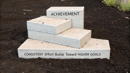 Structured arrangement of concrete blocks representing achievement and upward progress