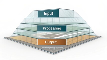 Three Layered Transparent System Demonstrating Input Processing and Output for Digital Creation