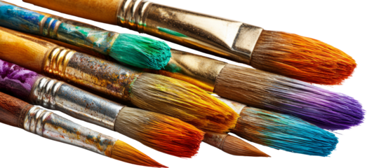 Vibrant Paintbrush Collection Showcasing a Spectrum of Colors and Artistic Possibilities