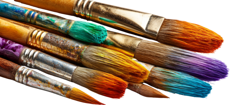 Vibrant Paintbrush Collection Showcasing a Spectrum of Colors and Artistic Possibilities
