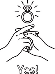 Hand propose showing engagement ring says yes marriage future love concept