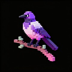 Fototapeta premium Pixel art bird on branch