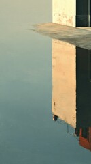 Reflection of Modern Architecture on Calm Water Surface