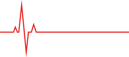 Simple vector illustration of a sharp red heartbeat or pulse line, commonly used in medical, healthcare, or life-saving graphic designs.