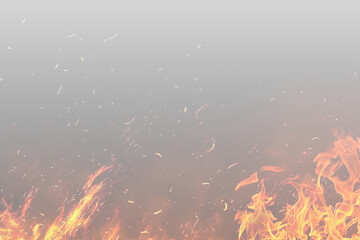 Wild flames spread outward with energetic motion, featuring detailed ember textures and shifting...