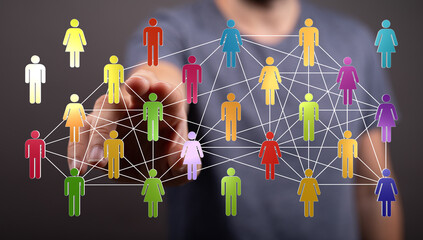 Abstract image representing communication, network, connection and interaction. Digital...