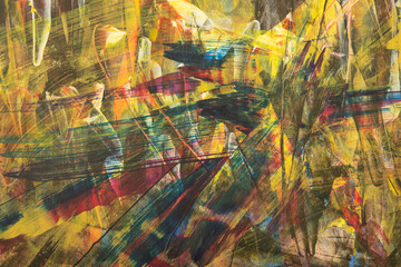 Abstract vibrant colorful artistic brush stroke grunge painting surface texture background