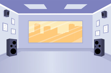 Empty dance studio background. Dance hall for trainings in flat style. Vector stock