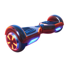 Red and Blue Glowing Hoverboard on Background self-balancing scooter personal transporter isolated on a transparent background
