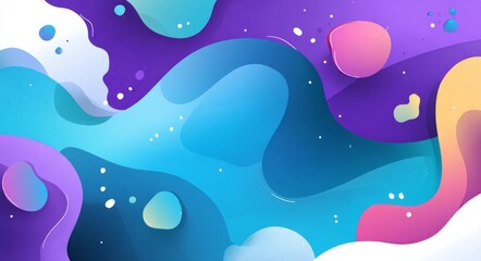 A colorful background with a blue wave and a splash of purple