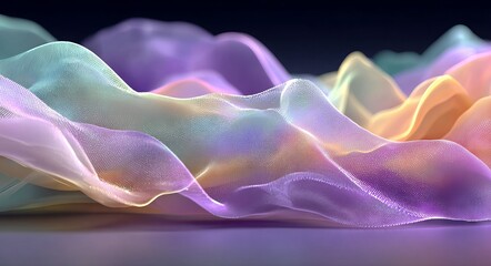 A colorful, flowing piece of fabric with a rainbow pattern