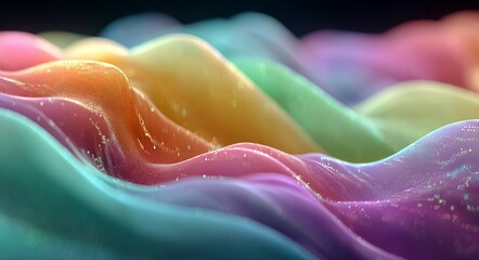 A colorful wave of fabric with a rainbow of colors