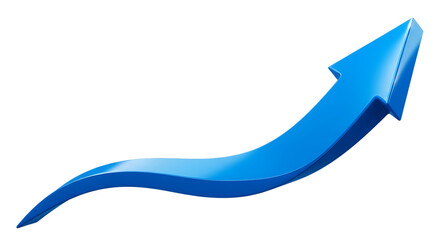 Vibrant blue arrow ascending sharply against a stark black background symbolizing growth