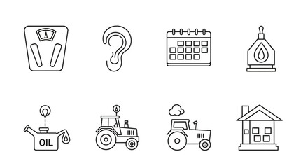 Linear icons set for farming, health, and lifestyle