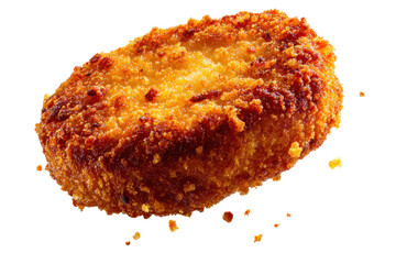 Golden Chicken Nugget: A tantalizing close-up shot of a single, golden-brown chicken nugget, showcasing its crispy exterior. A perfect portrayal of fast food delight.