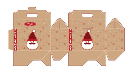 Creative Christmas Sunta and star gift box packaging dieline template printable layout set