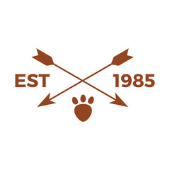 EST 1985 Hunting Arrow Cross Badge Vector Icon