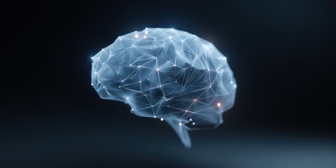 Futuristic abstract digital brain with network connections and data points