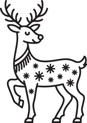 Reindeer for Christmas Decoration – Line Art Vector Illustration